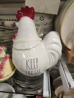 Rae Dunn White Ceramic Rooster Canister - Keep Fresh